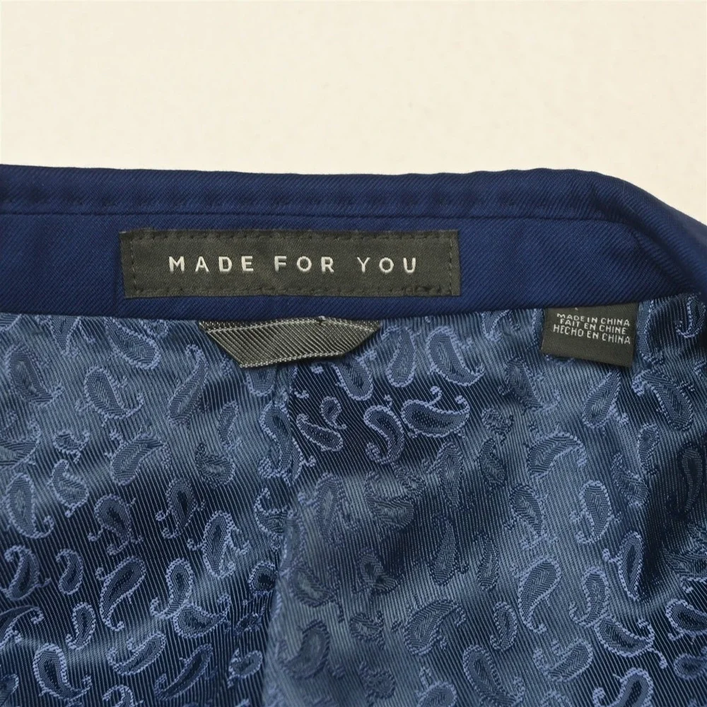 Indochino 40S 34x30 Blue 100% Wool Slim Mens Jacket Pants Suit